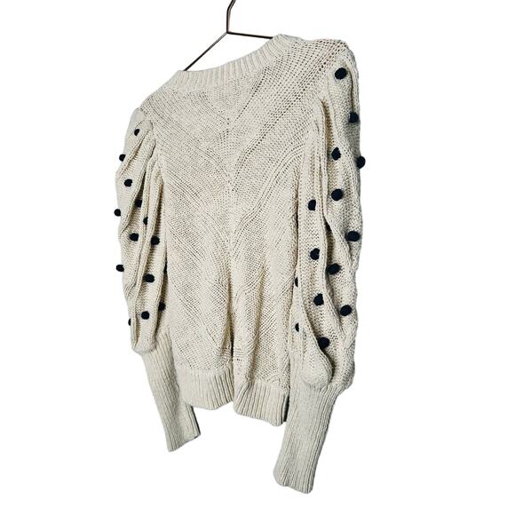 MARIE OLIVER Bridget Knit Bauble Detail Gathered Sleeves 100% Cotton Sweater S - Picture 7 of 14